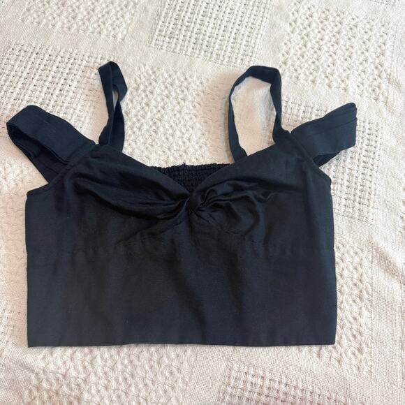 Anthropologie Maeve medium off the shoulder smocked linen crop top TS 2711 - Picture 9 of 9